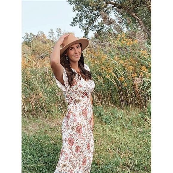 Lanzom Womens Classic Wide Brim Floppy Panama Hat Belt Buckle Wool Fedora Hat main image 6